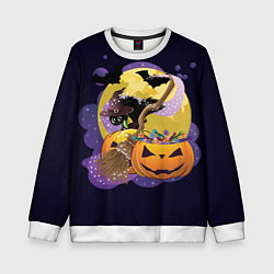 Детский свитшот Чёрный котёнок и тыквы