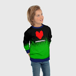 Свитшот детский Undertale - зеленая трава, цвет: 3D-синий — фото 2