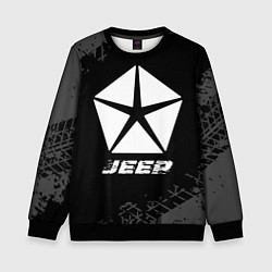 Свитшот детский Jeep speed на темном фоне со следами шин, цвет: 3D-черный