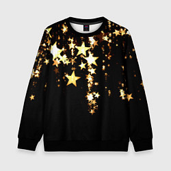 Свитшот детский Золотые праздничные звезды, цвет: 3D-черный