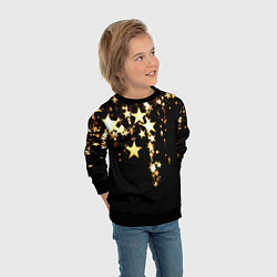 Свитшот детский Золотые праздничные звезды, цвет: 3D-черный — фото 2