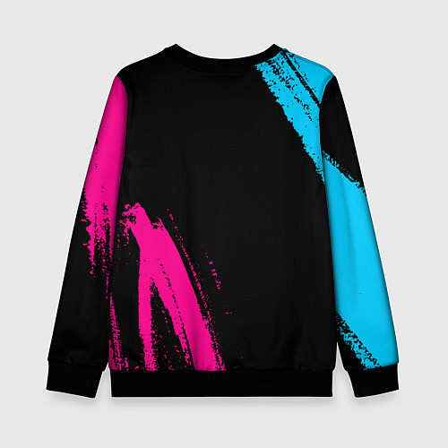 Детский свитшот Manchester City - neon gradient: надпись, символ / 3D-Черный – фото 2