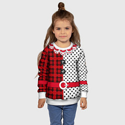 Свитшот детский Костюм новогодний Клоун фольклор красный с белым, цвет: 3D-белый — фото 2