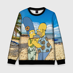 Детский свитшот Гомер Симпсон танцует с Мардж на пляже