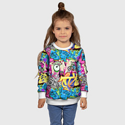 Свитшот детский Велосипедист и глаз граффити, цвет: 3D-белый — фото 2