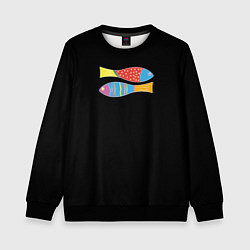 Свитшот детский Цветные рыбки знака зодиака, цвет: 3D-черный