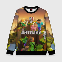 Свитшот детский Виталий Minecraft, цвет: 3D-черный