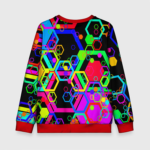 Детский свитшот Разноцветная геометрическая текстура / 3D-Красный – фото 2