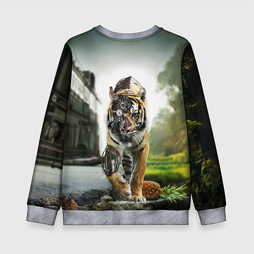 Детский свитшот Кибернетический тигр / 3D-Меланж – фото 2