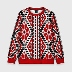 Свитшот детский Вышивка геометрический узор крест, цвет: 3D-красный