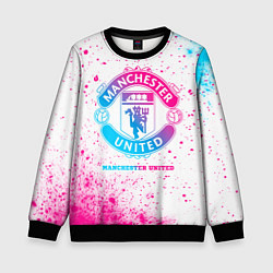 Свитшот детский Manchester United neon gradient style, цвет: 3D-черный