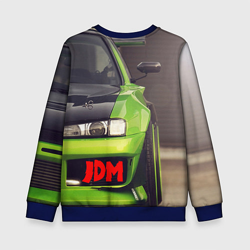 Детский свитшот JDM машина зеленая тюнингованная / 3D-Синий – фото 2