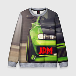 Свитшот детский JDM машина зеленая тюнингованная, цвет: 3D-меланж
