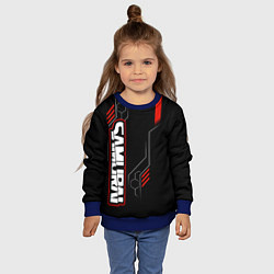 Свитшот детский Samurai - Красный техно - Киберпанк, цвет: 3D-синий — фото 2