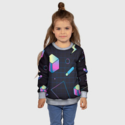 Свитшот детский Геометрические фигуры на темном фоне, цвет: 3D-меланж — фото 2