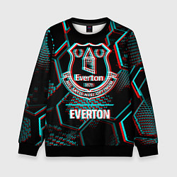 Свитшот детский Everton FC в стиле glitch на темном фоне, цвет: 3D-черный