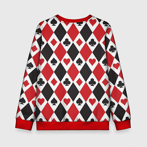 Детский свитшот Фон из карточных мастей / 3D-Красный – фото 2