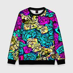 Свитшот детский Психоделические манулы, цвет: 3D-черный