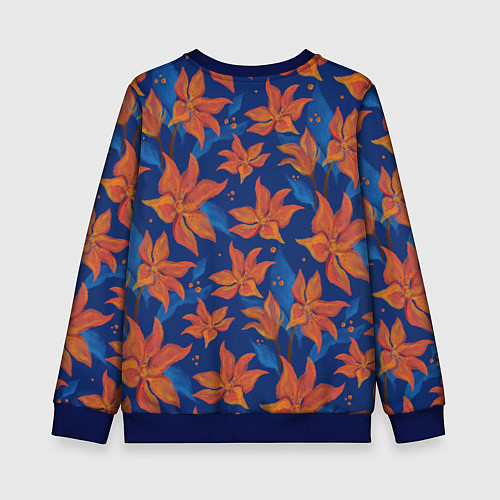 Детский свитшот Осенние абстрактные цветы / 3D-Синий – фото 2