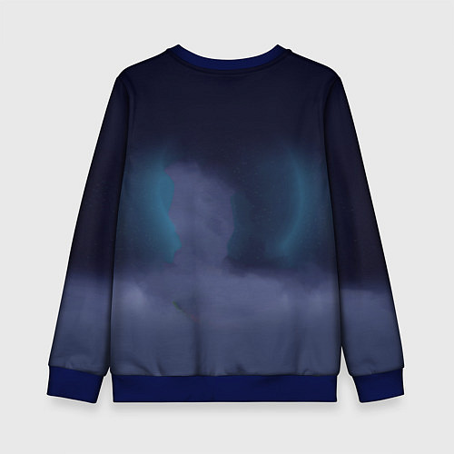 Детский свитшот Маленькая прикольная ведьмочка с милым котёнком / 3D-Синий – фото 2