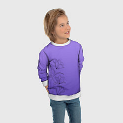Свитшот детский Красивый фиолетовый градиент с цветами, цвет: 3D-белый — фото 2