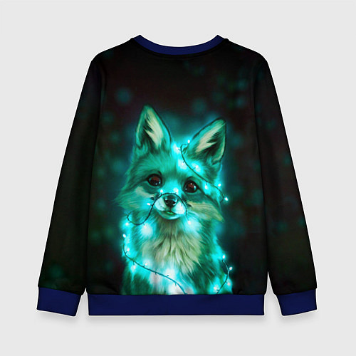 Детский свитшот Неоновый лис / 3D-Синий – фото 2