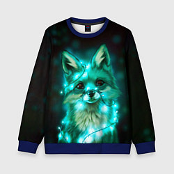 Свитшот детский Неоновый лис, цвет: 3D-синий