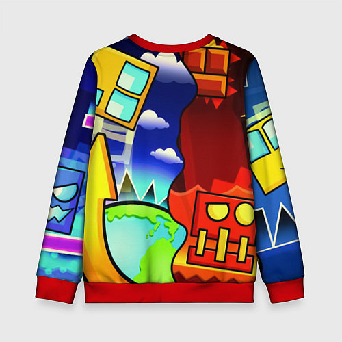 Детский свитшот Geometry dash world / 3D-Красный – фото 2