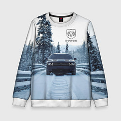 Свитшот детский Dodge in winter forest, цвет: 3D-белый