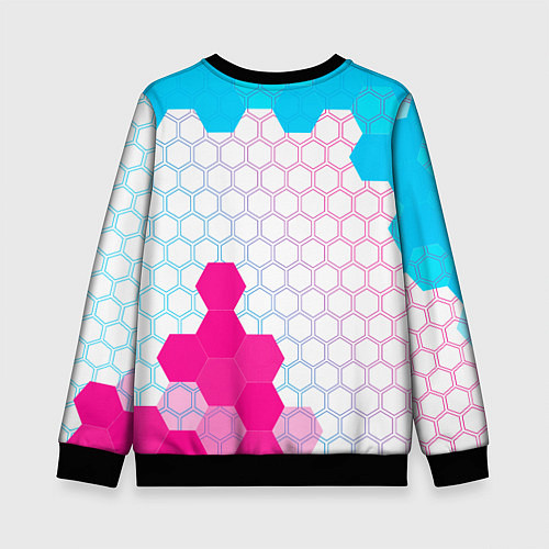 Детский свитшот Dead by Daylight neon gradient style: надпись, сим / 3D-Черный – фото 2