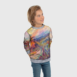 Свитшот детский Осенний пейзаж акварель, цвет: 3D-меланж — фото 2