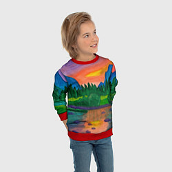 Свитшот детский Закат на реке, цвет: 3D-красный — фото 2