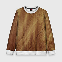 Свитшот детский Деревянная текстура, цвет: 3D-белый