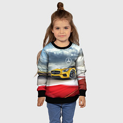 Свитшот детский Mercedes AMG V8 Biturbo на трассе, цвет: 3D-черный — фото 2