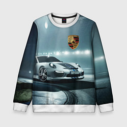 Свитшот детский Porsche - racing route - motorsport, цвет: 3D-белый