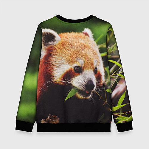 Детский свитшот Красная милая панда / 3D-Черный – фото 2