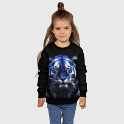 Свитшот детский Синий неоновый тигр, цвет: 3D-черный — фото 2