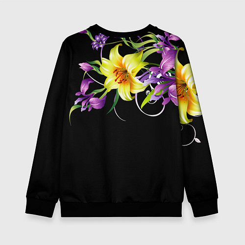 Детский свитшот Лилии / 3D-Черный – фото 2