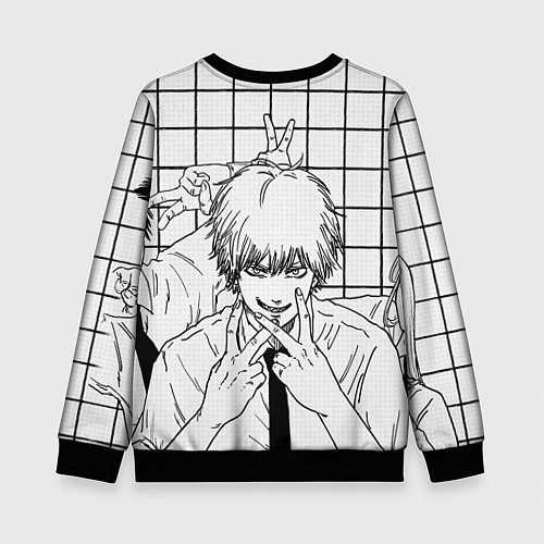 Детский свитшот Человек бензопила - Кадр манги / 3D-Черный – фото 2