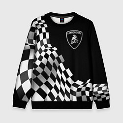 Свитшот детский Lamborghini racing flag, цвет: 3D-черный