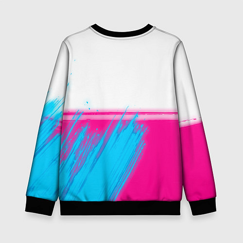 Детский свитшот Porsche neon gradient style: символ сверху / 3D-Черный – фото 2