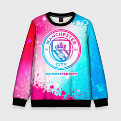 Свитшот детский Manchester City neon gradient style, цвет: 3D-черный