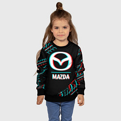 Свитшот детский Значок Mazda в стиле glitch на темном фоне, цвет: 3D-черный — фото 2