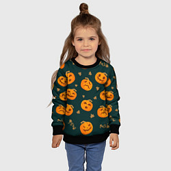 Свитшот детский Хэллоуинские тыквы, цвет: 3D-черный — фото 2