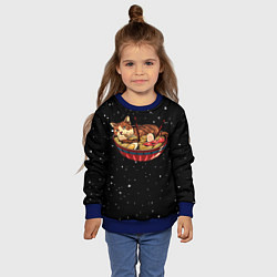 Свитшот детский Суши Кот в Космосе, цвет: 3D-синий — фото 2