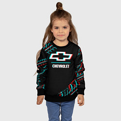 Свитшот детский Значок Chevrolet в стиле glitch на темном фоне, цвет: 3D-черный — фото 2
