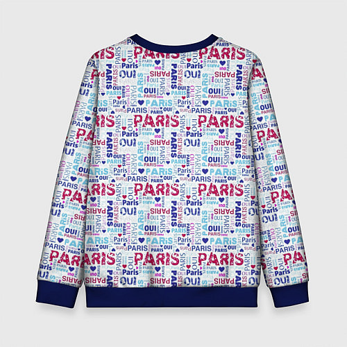 Детский свитшот Парижская бумага с надписями - текстура / 3D-Синий – фото 2