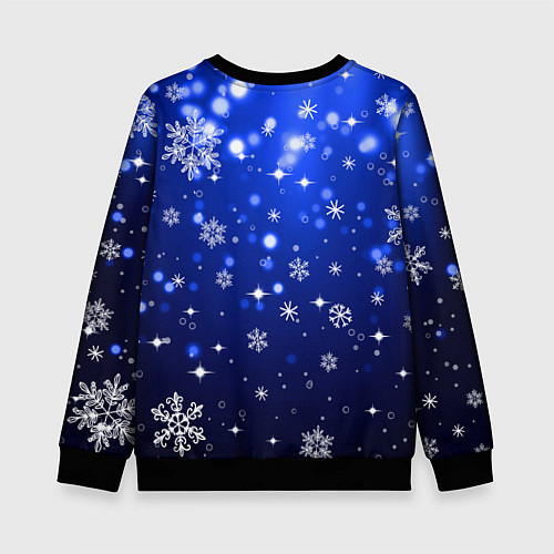 Детский свитшот Белый кролик в снежинках / 3D-Черный – фото 2