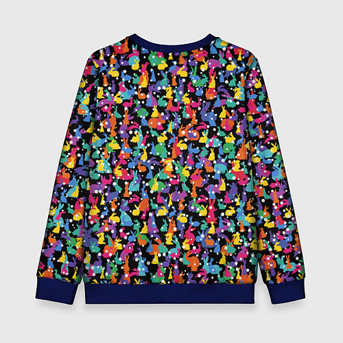 Детский свитшот Разноцветные кролики / 3D-Синий – фото 2