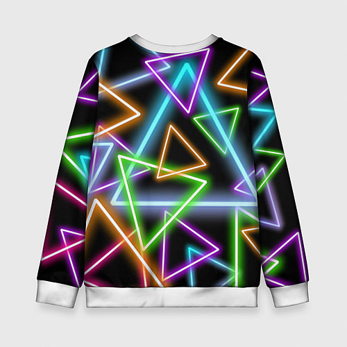 Детский свитшот Неоновые треугольники - текстура / 3D-Белый – фото 2